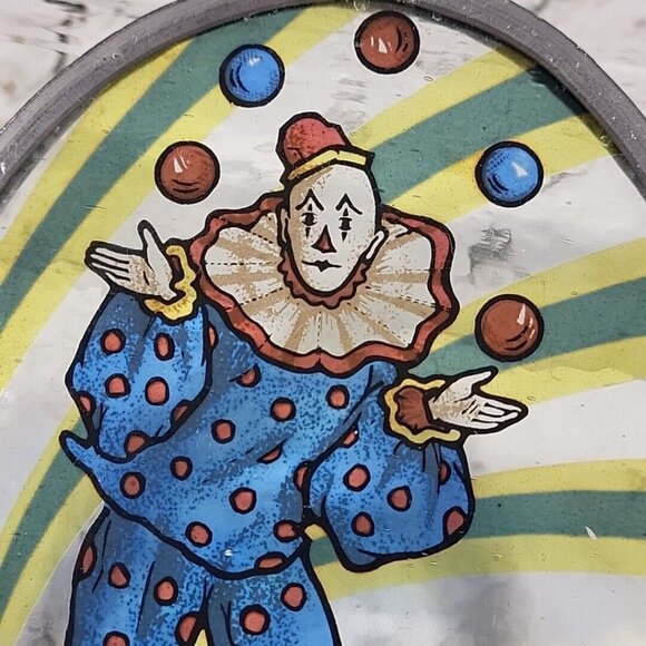 Glass Masters Suncatcher Juggling Circus Clown Carnival Oval Vintage 1980 - Picture 2 of 11